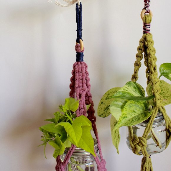 Mini Plant Hangers, Set of 2, Recycled Cotton - Picture 6 of 10